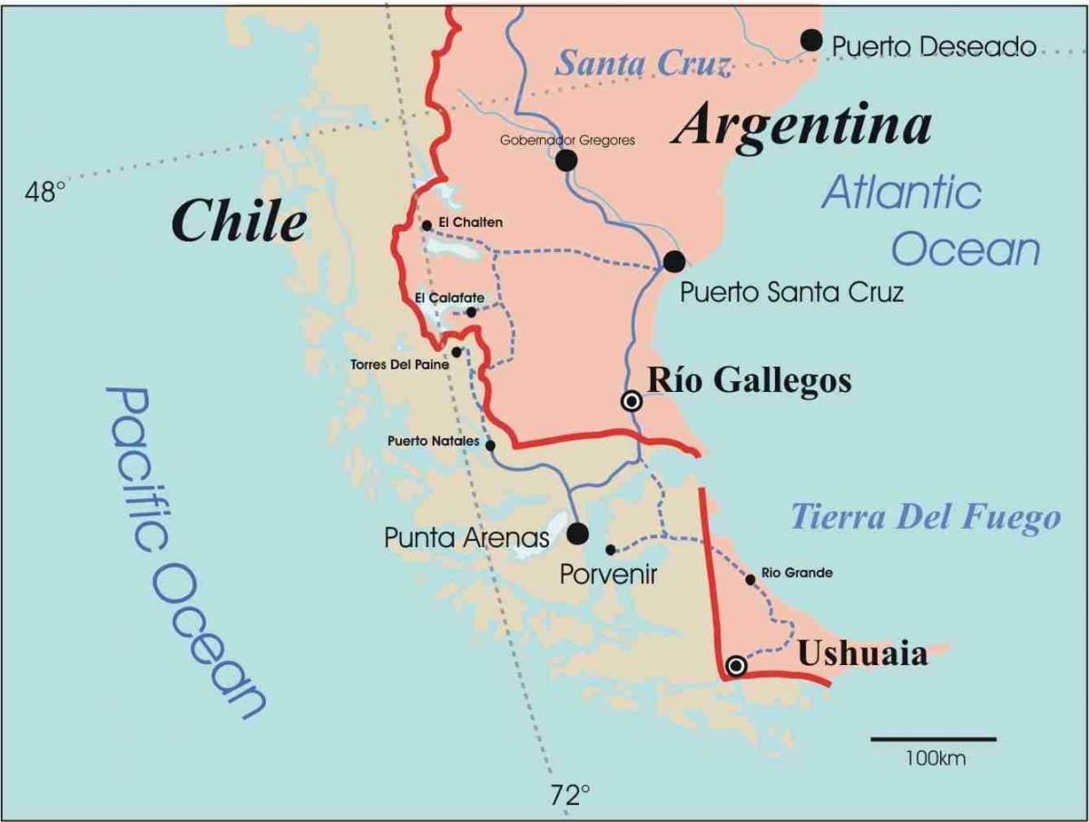 Mapa da patagônia do Chile