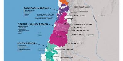 O Chile, país de vinho mapa