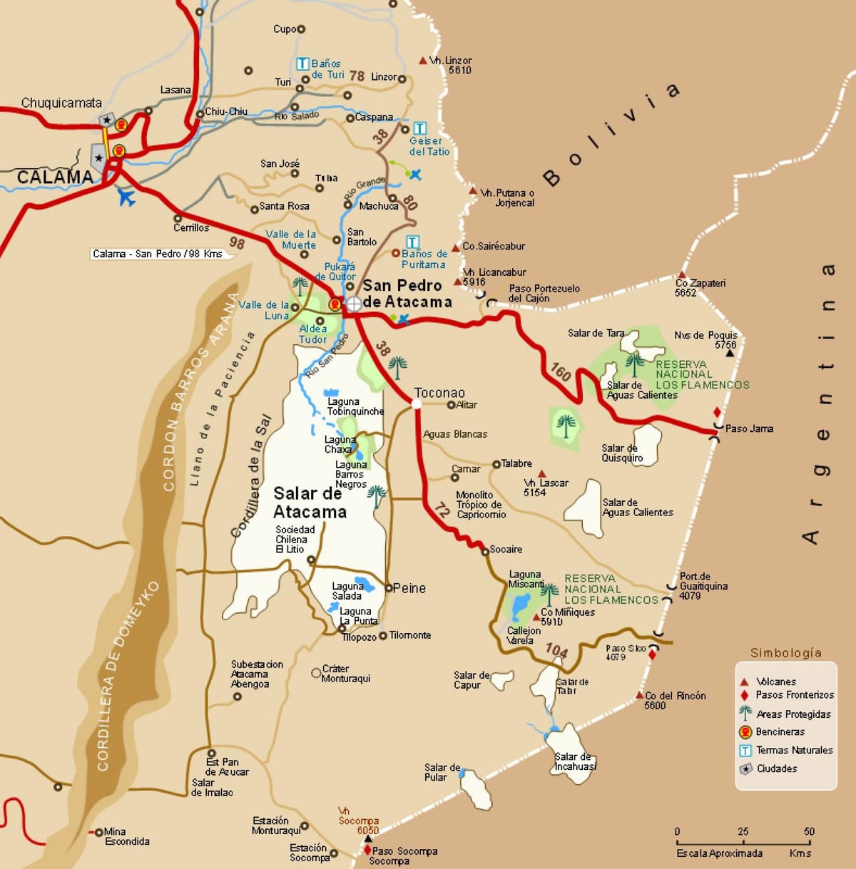 Mapa da região do atacama, Chile