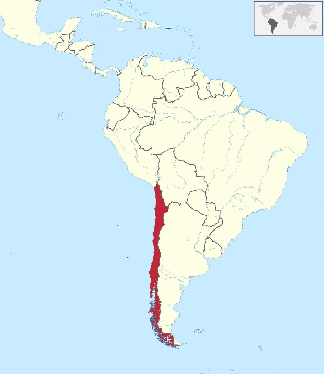 Chile na américa do sul mapa