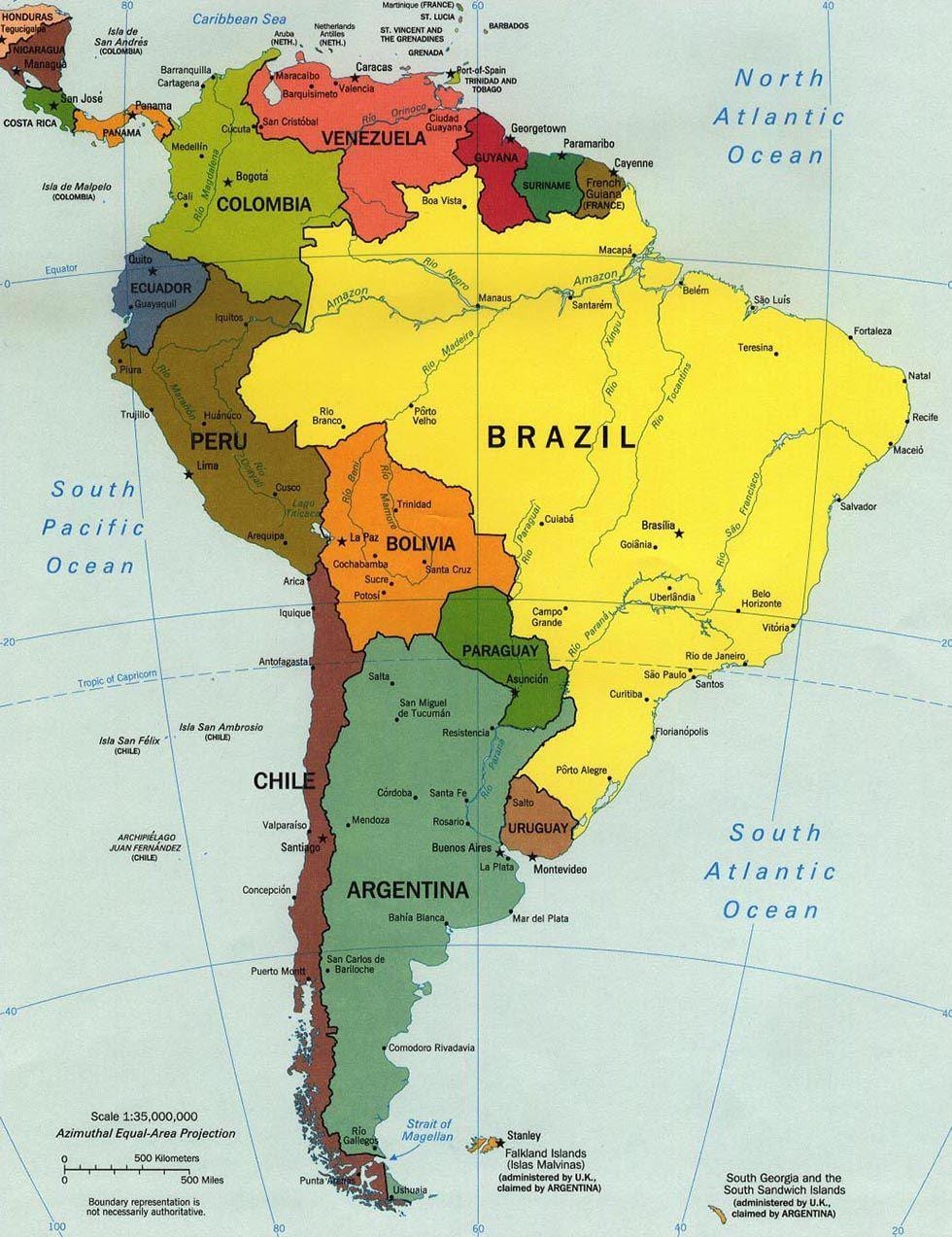 O Chile, país no mapa