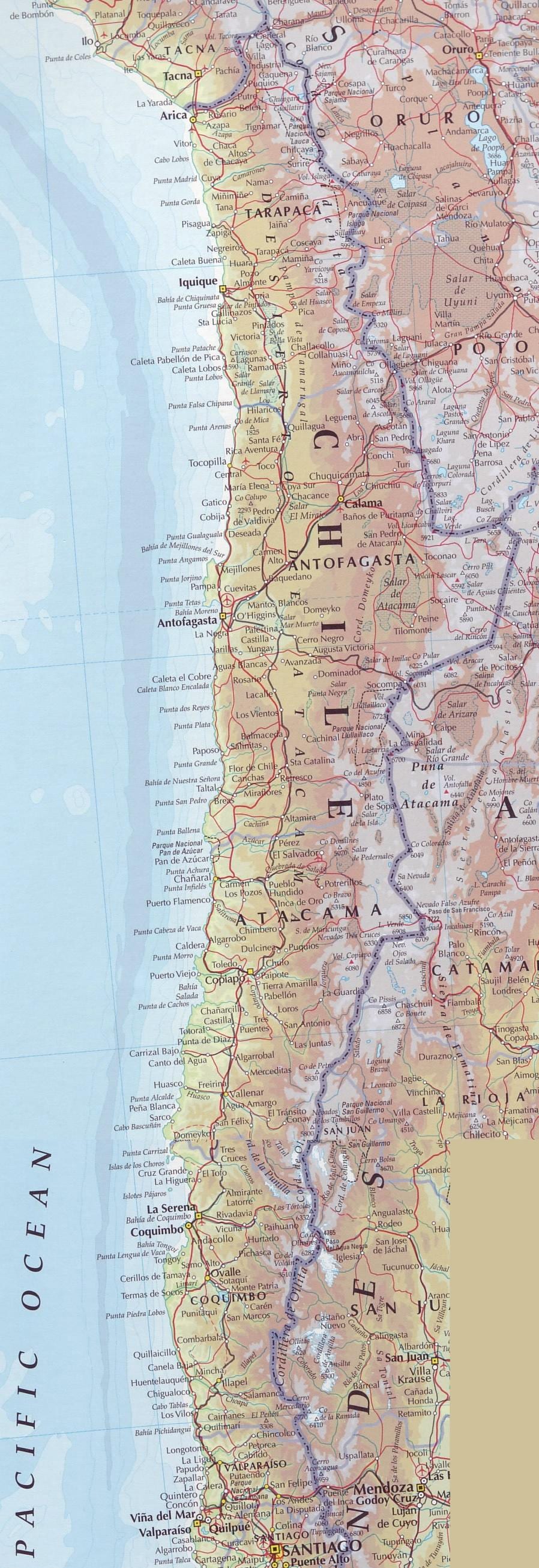 Mapa do Chile estrada 