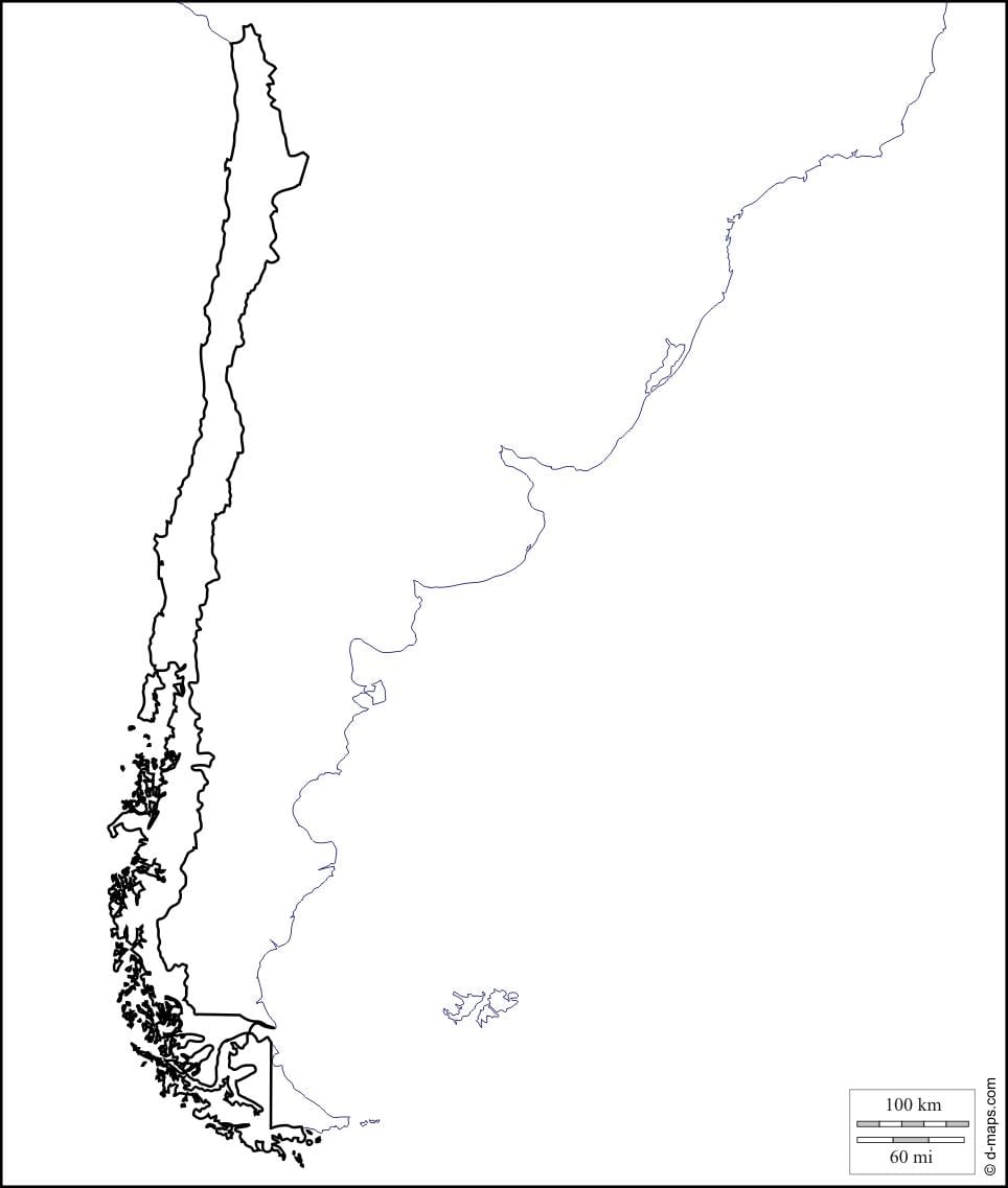 mapa em branco do Chile