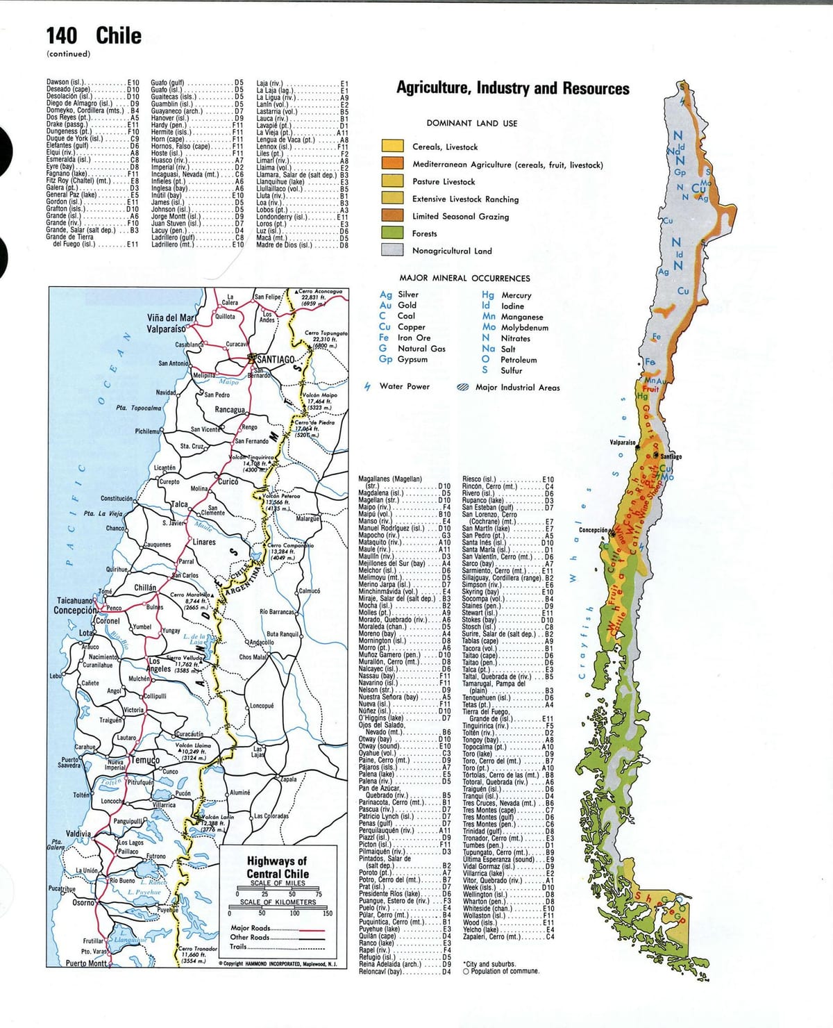 Mapa do Chile recursos naturais 