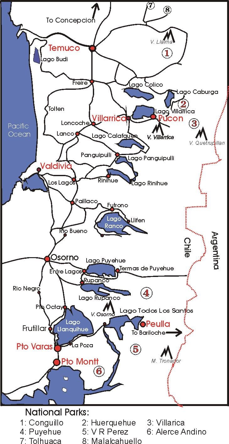 Mapa de lake district Chile