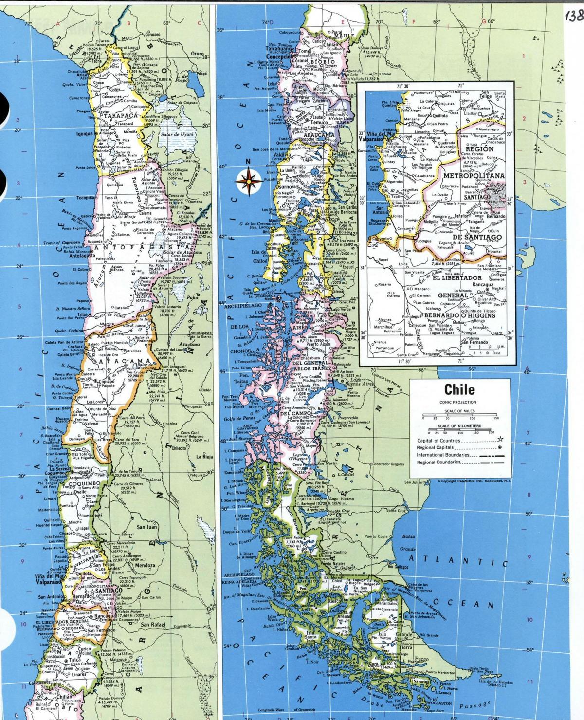 Mapa detalhado do Chile