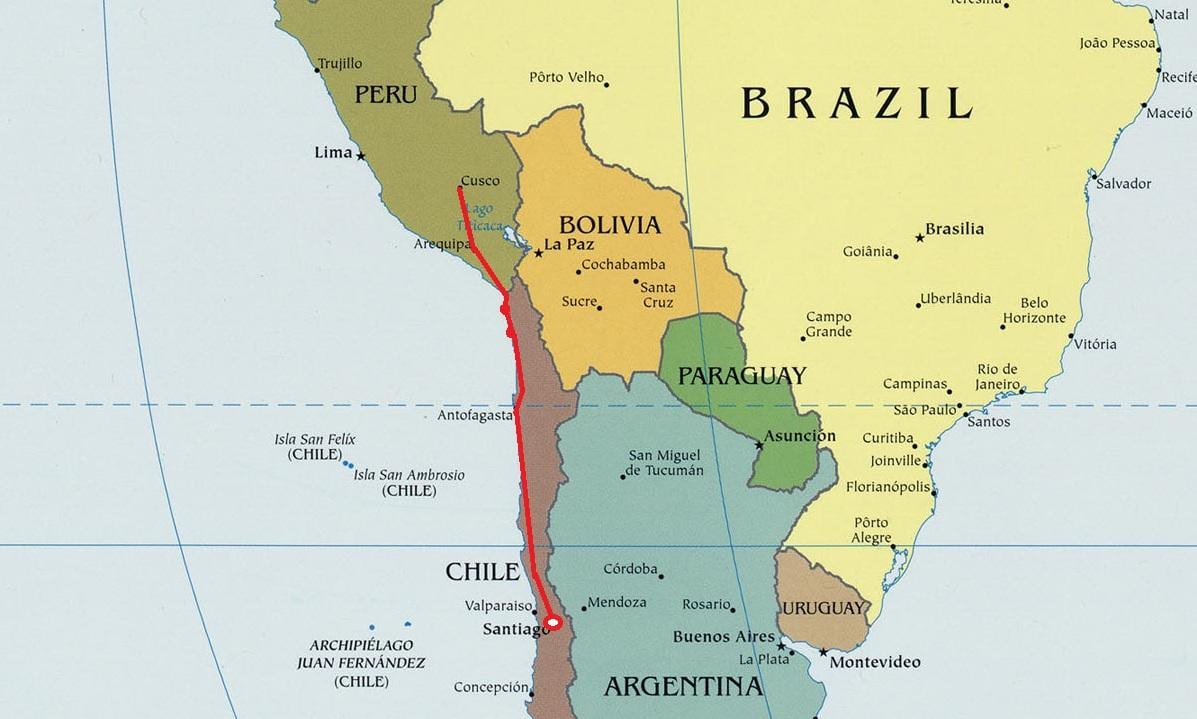 Mapa do norte do Chile