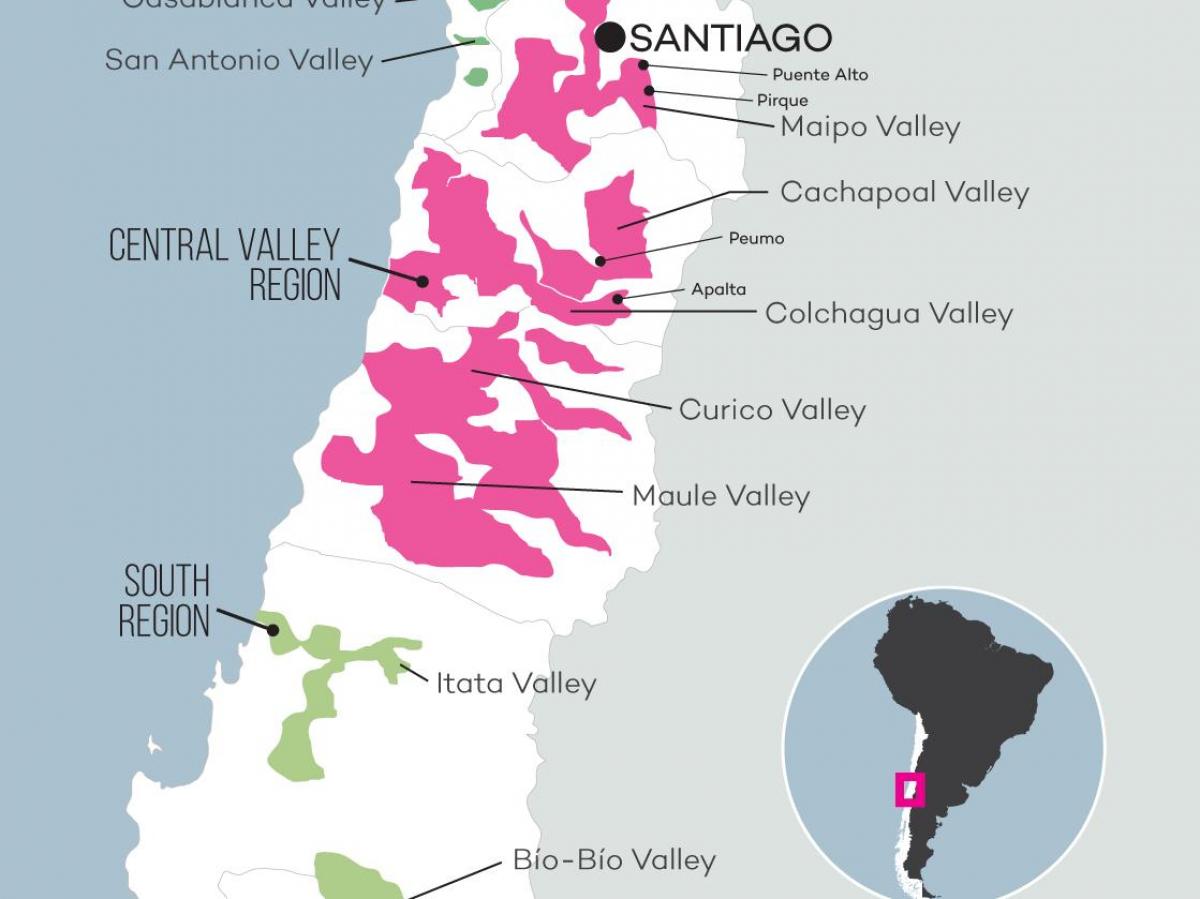 Mapa do vale central do Chile