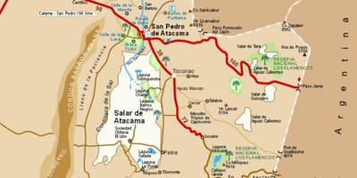 Mapa da região do atacama, Chile