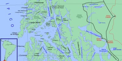Mapa do Chile geleiras
