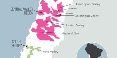 Mapa do vale central do Chile